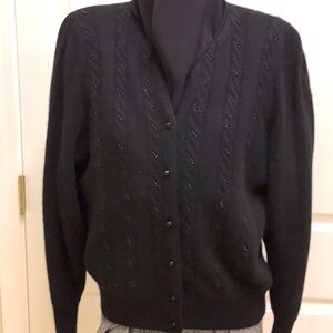 Black ladies button front sweater.
